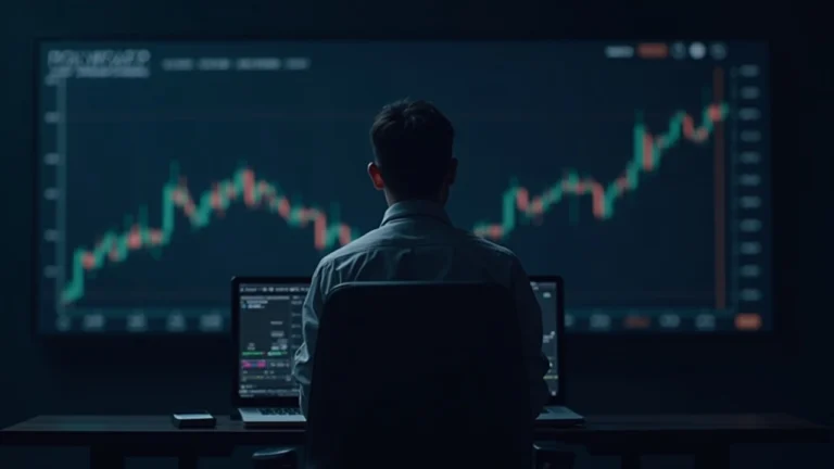 Crypto analyst at a newsroom desk with a large screen showing the LIT token and FDV chart, signaling a launch moment.