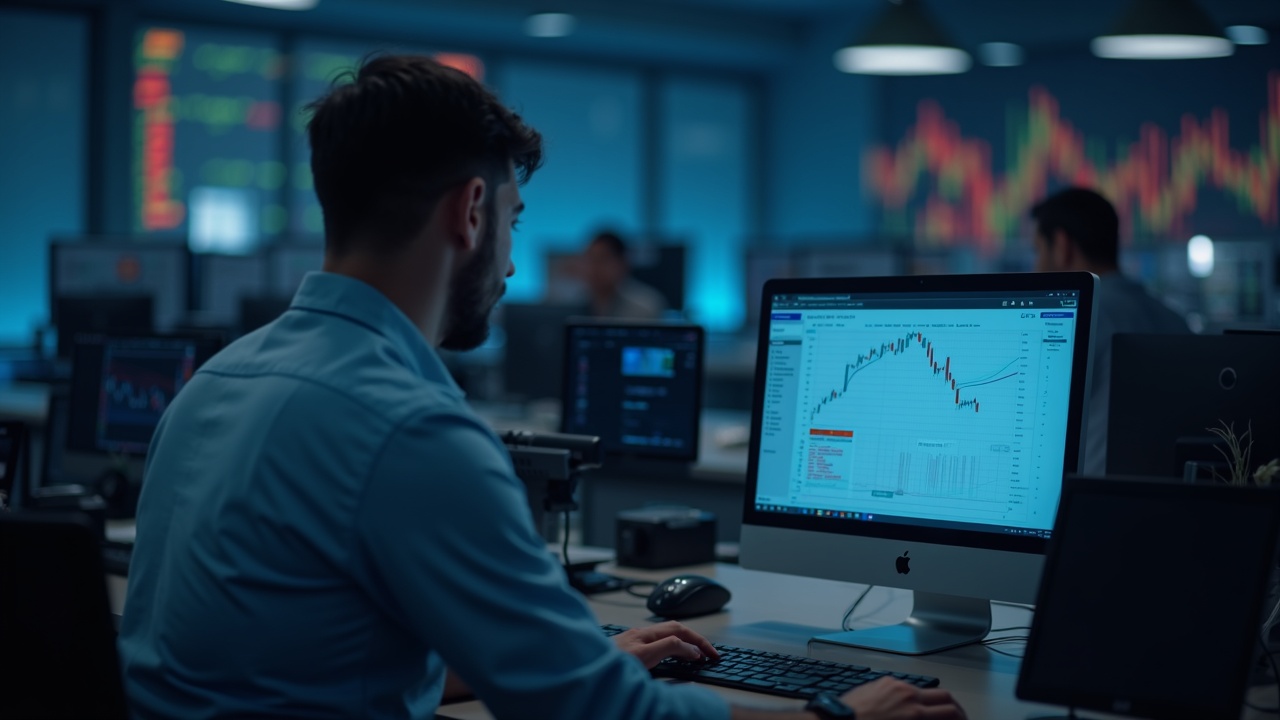 Trader in a newsroom reviews Polymarket on screen with a compliance checklist, signaling CFTC approval and phased onboarding.
