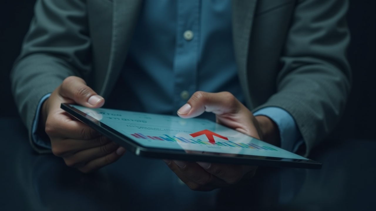 Analyst reviewing a tablet showing TSOL ETF data with a red outflow arrow signaling Solana ETF redemptions.