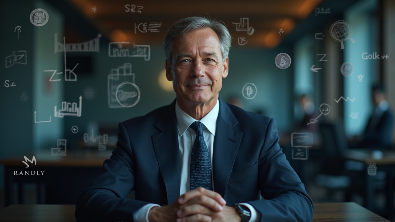 Editorial portrait of a JPMorgan executive in a newsroom, with overlays of stablecoins and regulatory icons illustrating parallel-banking risk.