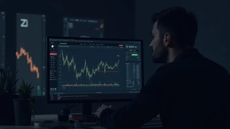 Analyst reviews Monero price spike on screen with subtle market backdrop and faint Zcash logo.