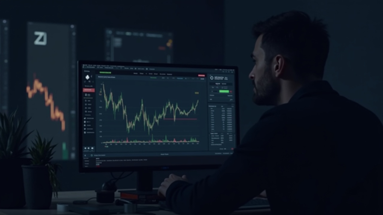 Analyst reviews Monero price spike on screen with subtle market backdrop and faint Zcash logo.