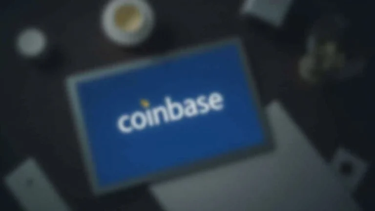 Editorial newsroom with tablet showing Coinbase logo, signaling ARK's stock move in a neutral, institutional vibe