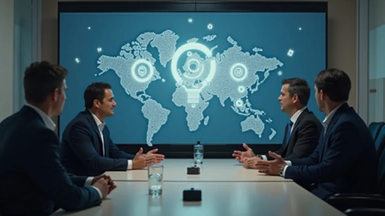 Boardroom scene with Bed Bath & Beyond and Tokens.com executives examining a tokenized real estate platform showing tokens