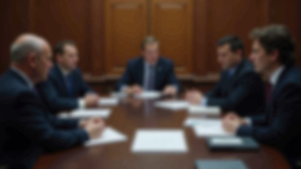 Editorial photo: crypto industry delegation briefing Capitol Hill staff, with Digital Asset Tax Principles on the table.