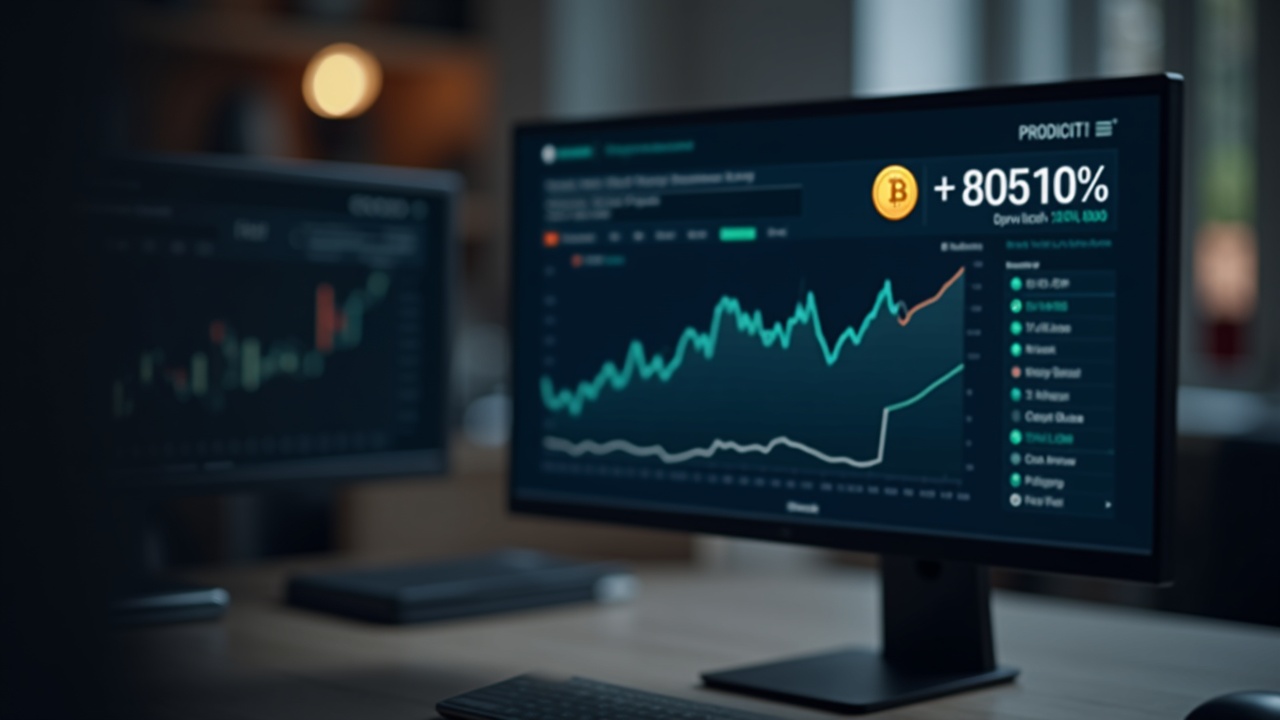 Editorial desk with a monitor showing WLFI up 10%, a USD1 stablecoin icon, and subtle Apex branding.