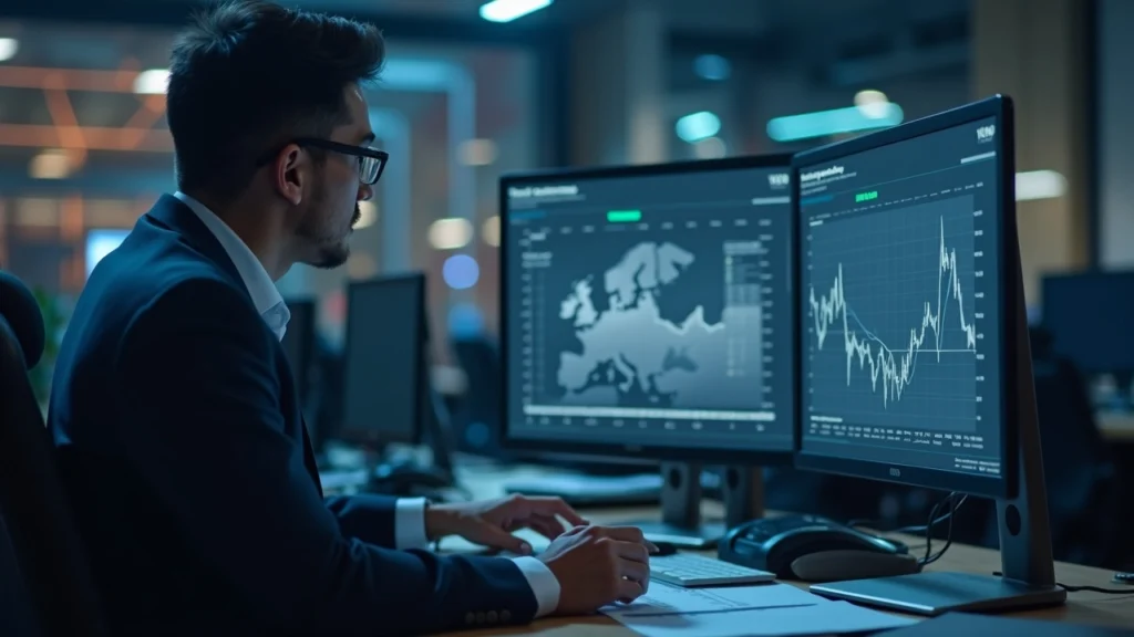 Analyst reviews TAO data on dual monitors in a newsroom, with a subsidy-to-revenue visualization on screen.