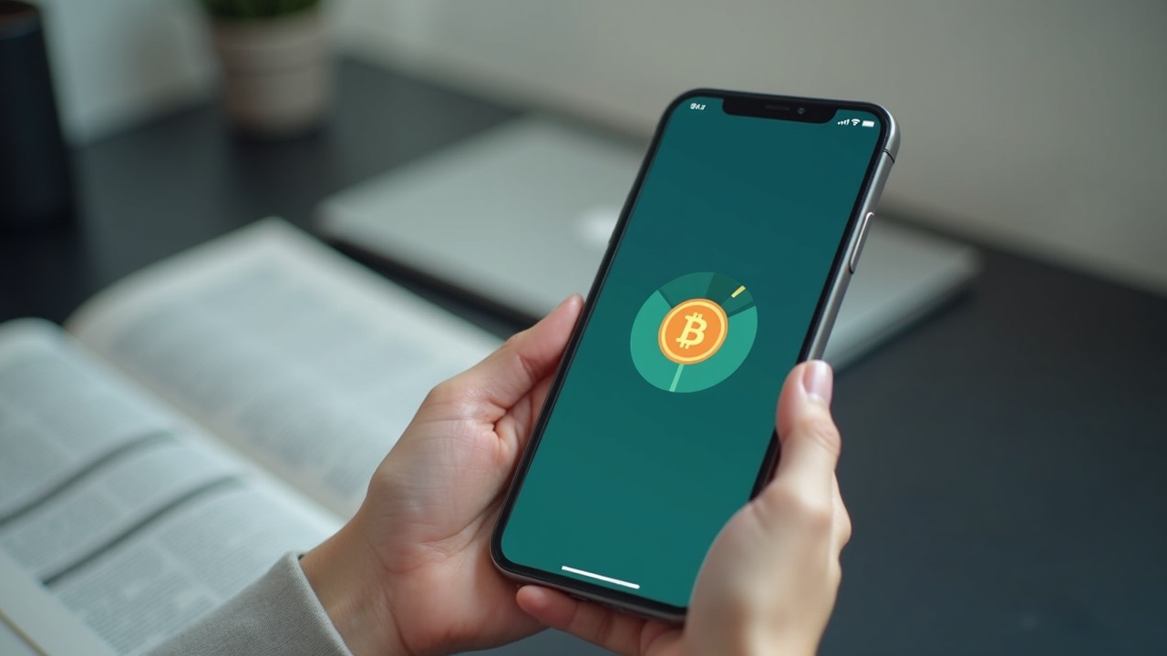 Cash App screen on a smartphone showing a stablecoin icon, with a subtle Block logo in a neutral newsroom setting.