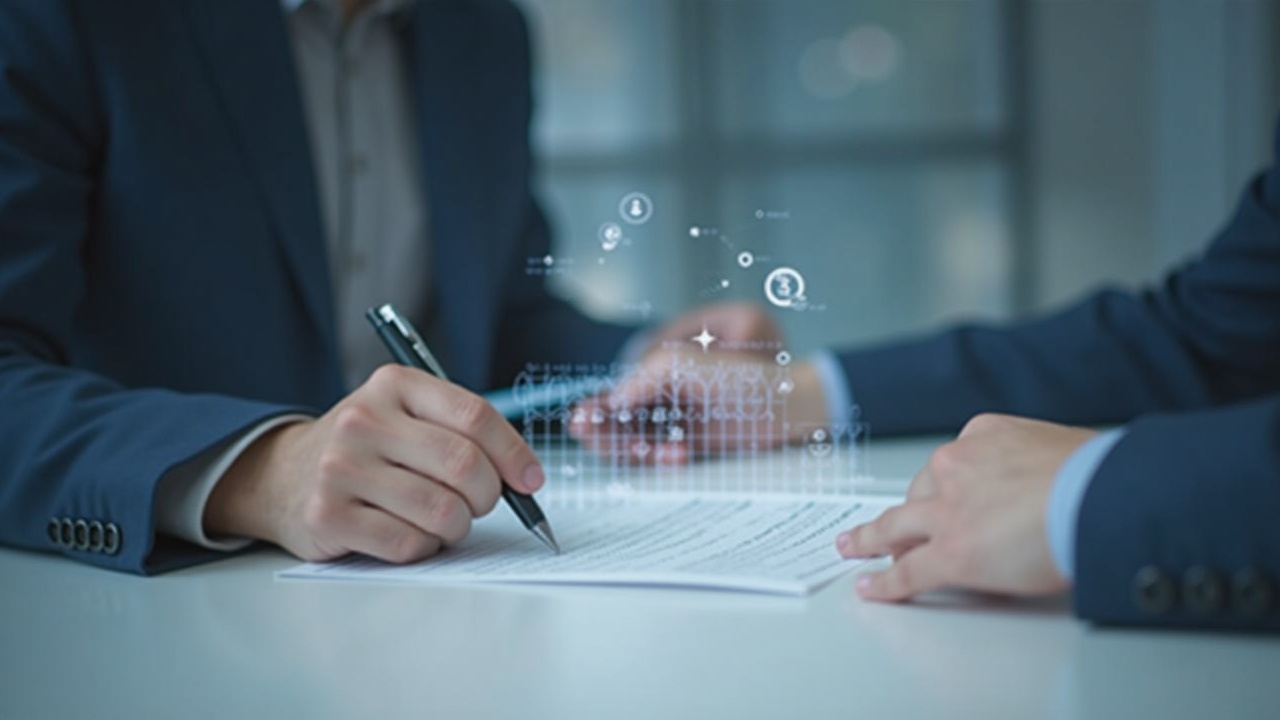 Financial analyst at a desk reviewing Rule 15c2-11 text, with subtle cryptocurrency icons in the background.
