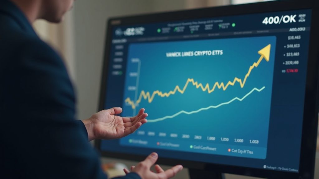 Financial advisor presents a 401(k) plan dashboard featuring VanEck crypto ETFs.