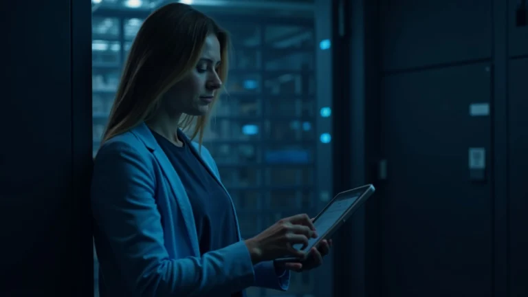 Risk manager in a secure custody vault monitors off-exchange collateral on a tablet for BitMEX via Zodia Interchange.