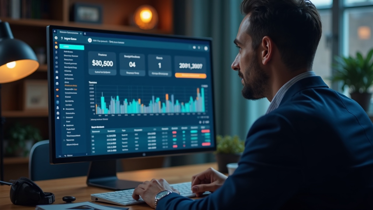 Finance executive reviews on-screen proof-of-reserves dashboard displaying Bitcoin balances and cryptographic signatures.