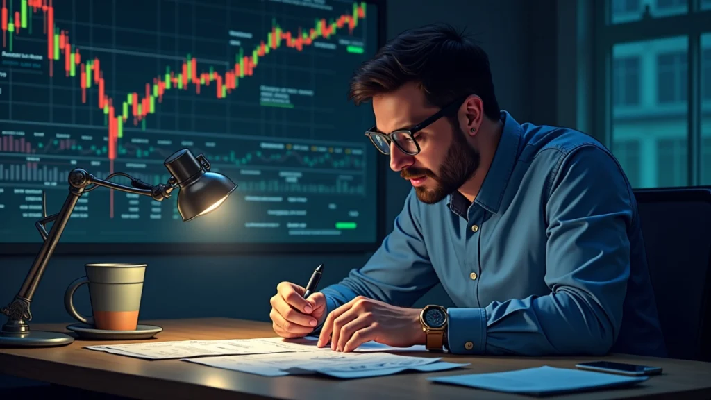 Editorial portrait of a crypto analyst at a newsroom desk examining legacy BTC addresses and a fork schematic during the BIP-361 debate
