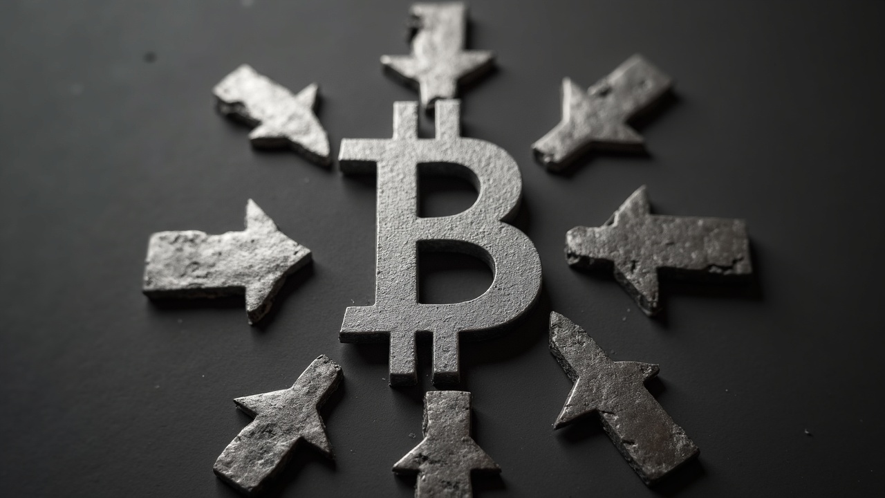Editorial-style grayscale bitcoin symbol with three arrows illustrating burn, rate-limited spending, and do-nothing option.