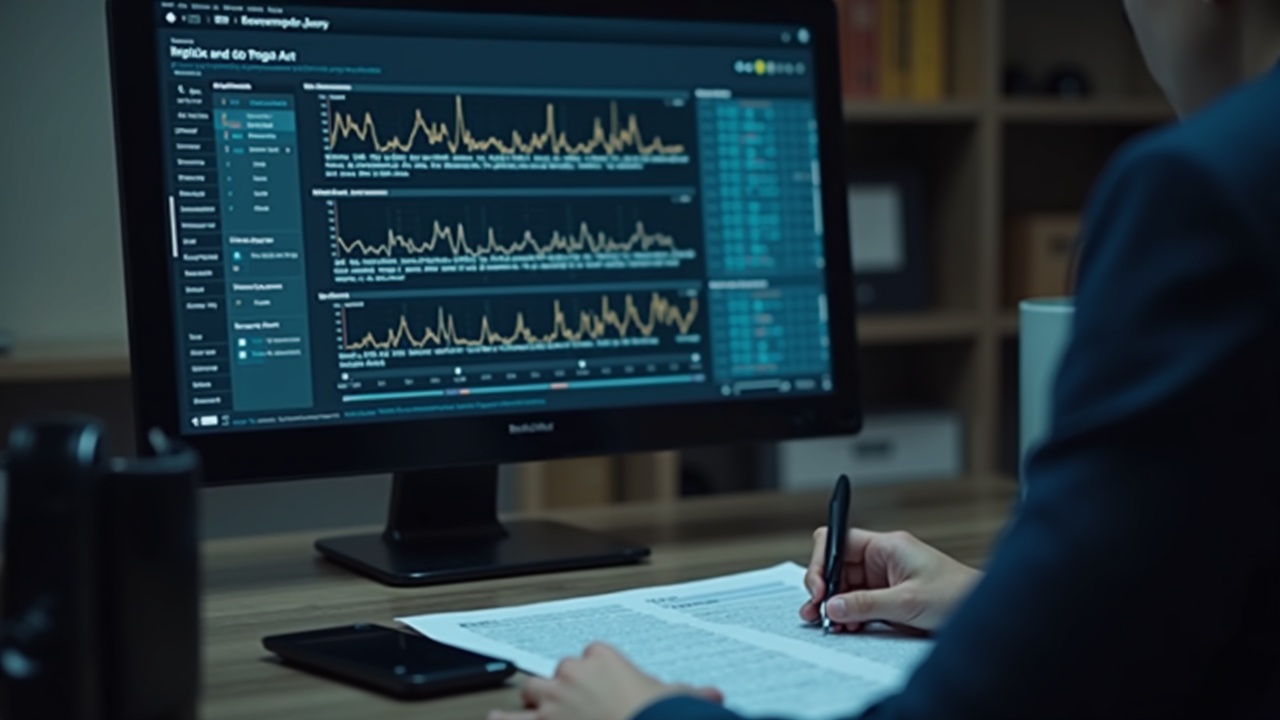 Editorial: official at desk with Digital Assets Act draft and a ledger showing stablecoins and tokenized RWAs in Seoul