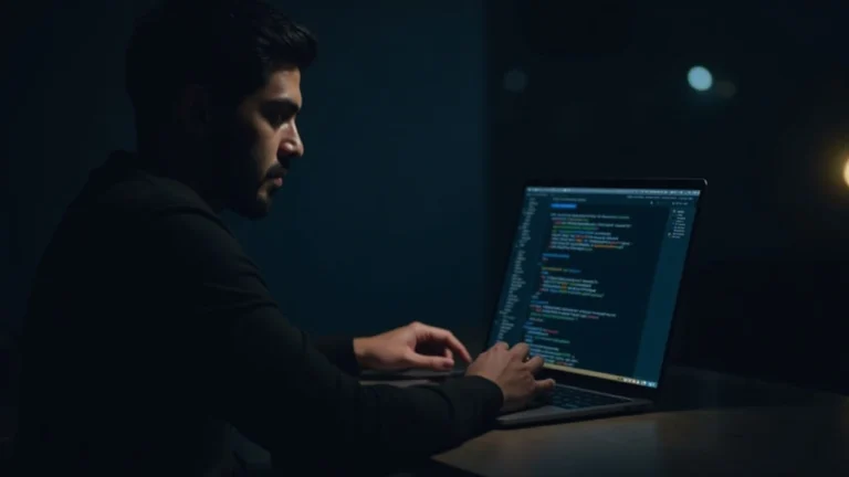 Security analyst at a desk, code on laptop, hints of npm, PyPI and Crates.io, with a crypto dev tool supply-chain warning.