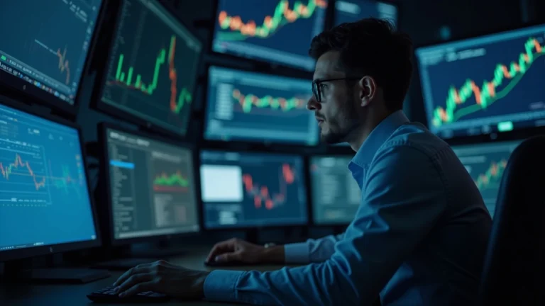 Editorial portrait of a trader monitoring screens as ZEC surges to a 2026 high with heavy volume.