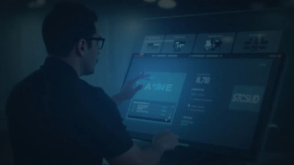 Business professional reviews a governance dashboard showing Aave, MegaETH branding and stcUSD collateral icons.