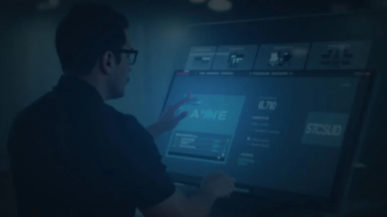 Business professional reviews a governance dashboard showing Aave, MegaETH branding and stcUSD collateral icons.