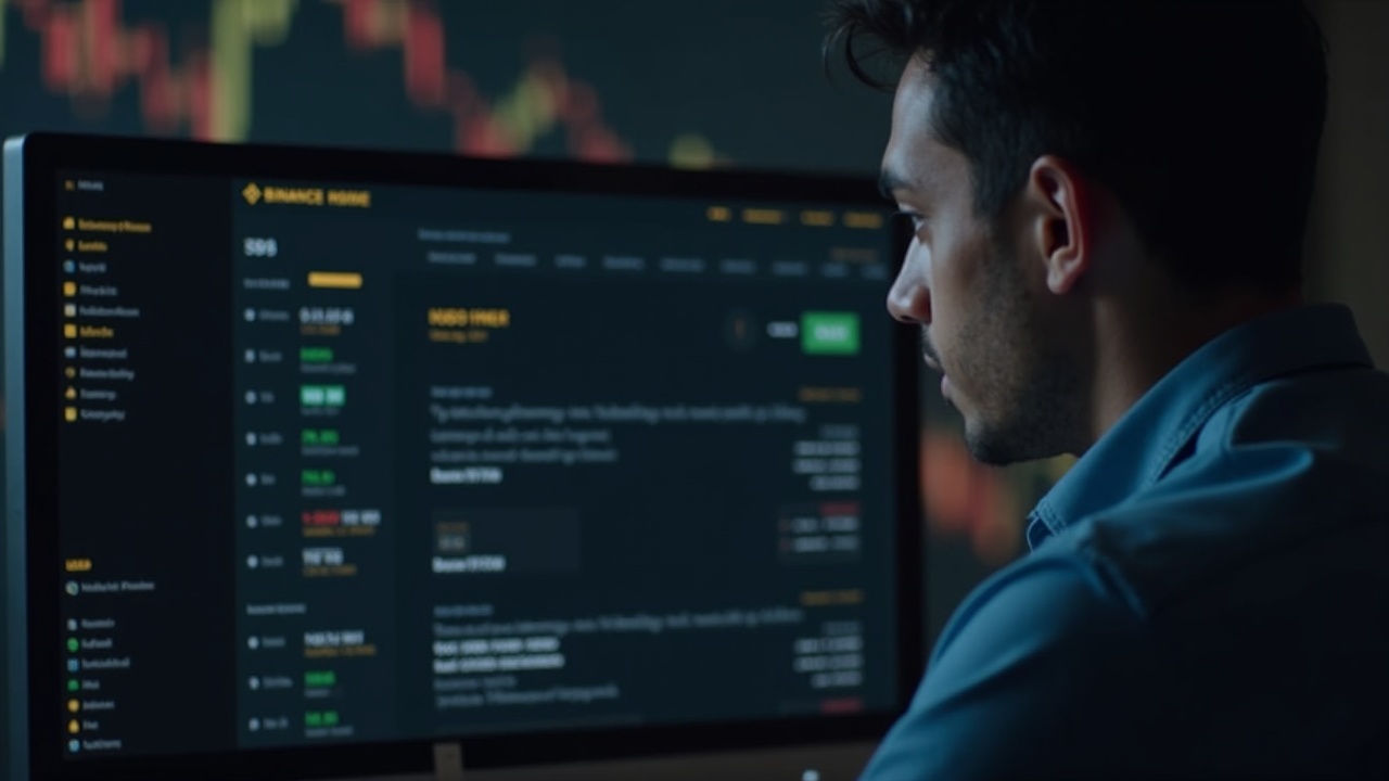 Editorial desk with a journalist; monitor shows Binance margin delist notice dated June 5, 2026, focusing on USDC and USD1.