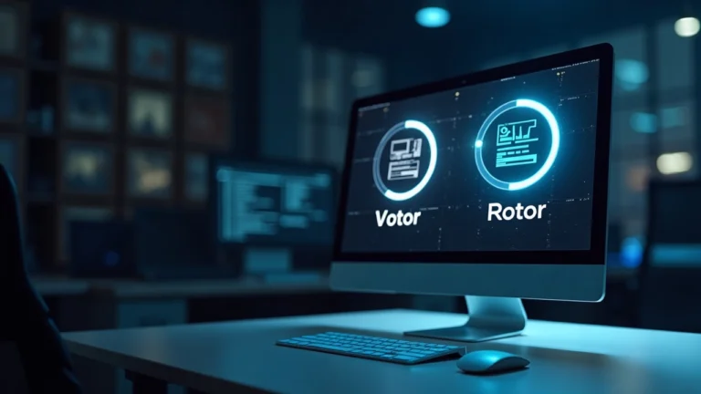Data center desk with a monitor displaying the Solana logo and Votor and Rotor icons, illustrating 150ms finality