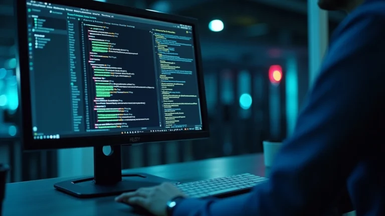 Data center server with code on a monitor and a highlighted 1000-block rollback, signaling Zebra 5.2.0 robustness.