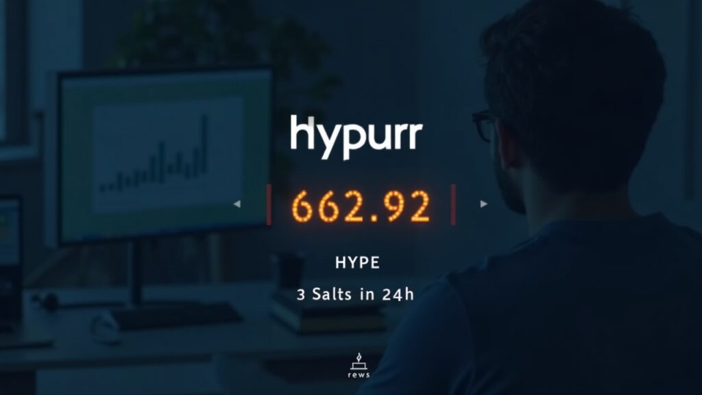 Centered Hypurr NFT with a digital ticker showing 637.92 HYPE and 3 sales in 24h on a neutral newsroom backdrop.
