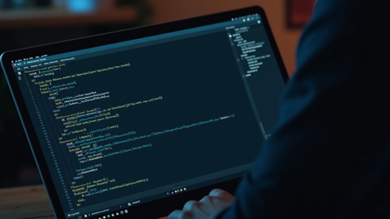 Developer at desk with laptop showing code and a warning that Injective SDK is compromised and stealing private keys.