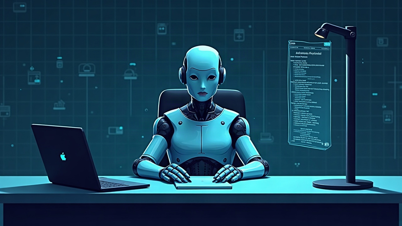 Central AI agent at a desk with a digital ledger in the background, illustrating on-chain payments via the x402 protocol.