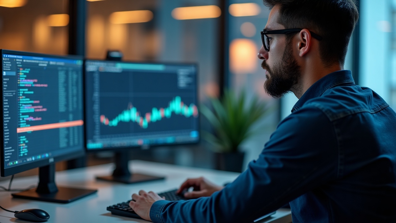 Corporate analyst monitors Bitcoin transaction flow on dual monitors, highlighting SegWit transfer to FalconX-linked address