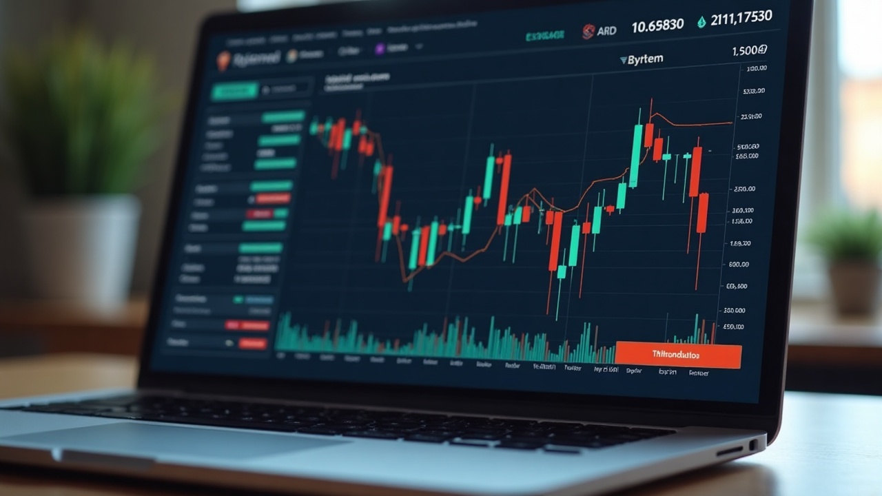Editorial desk scene with laptop showing Ethereum and Bitcoin Ordinals icons and a rising RH Machines mint volume chart