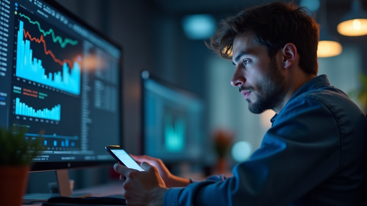 Editorial scene: trader browses OpenSea on mobile, with RH Machines and Spritehood on Robinhood Chain in a newsroom style.