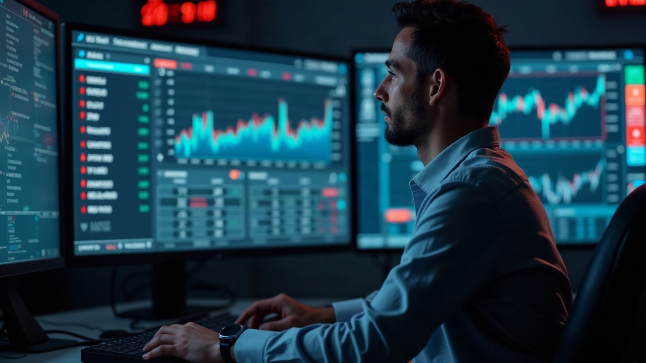Analyst at desk in newsroom with monitor showing Base tokenized stocks and Aerodrome at 77% market share