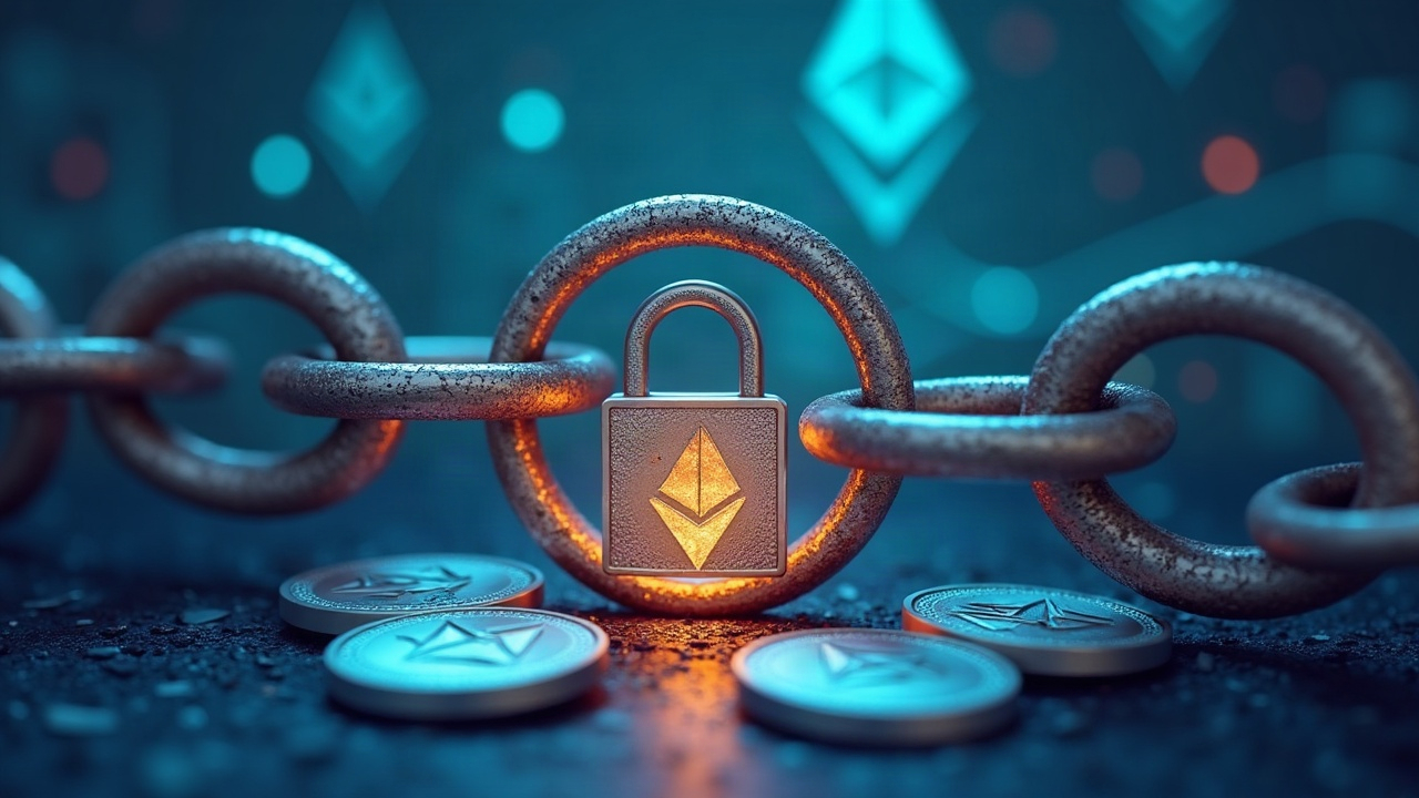 Cross-chain bridge with a broken lock, AGIX and WMTx tokens, Ethereum and Cardano symbols, and a security analyst observing.