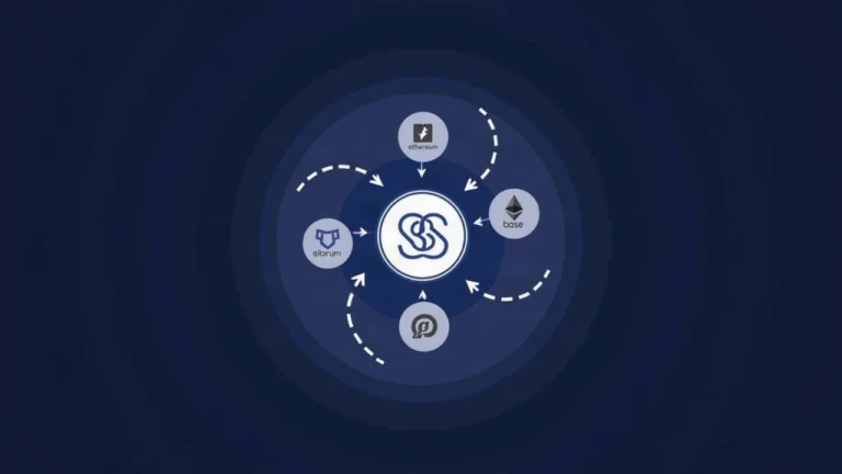 Solana logo centered with arrows from Ethereum, Base, Arbitrum, and Sui converging into a USDC badge.