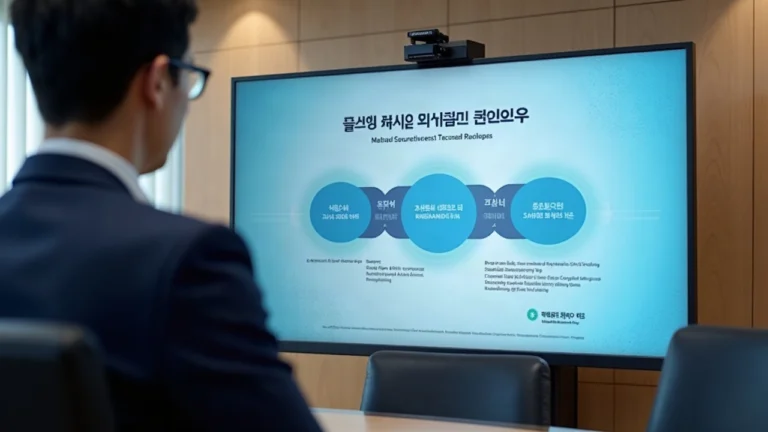 South Korean regulator presents a three-phase tokenized securities roadmap on a screen in a formal office.
